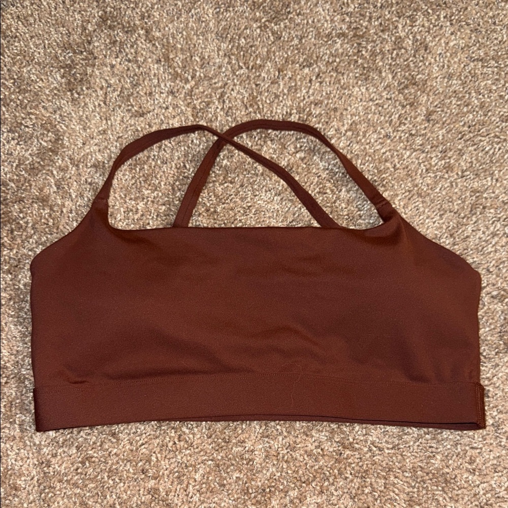 Fabletics Chocolate Brown Strappy Seamless Sports Bra